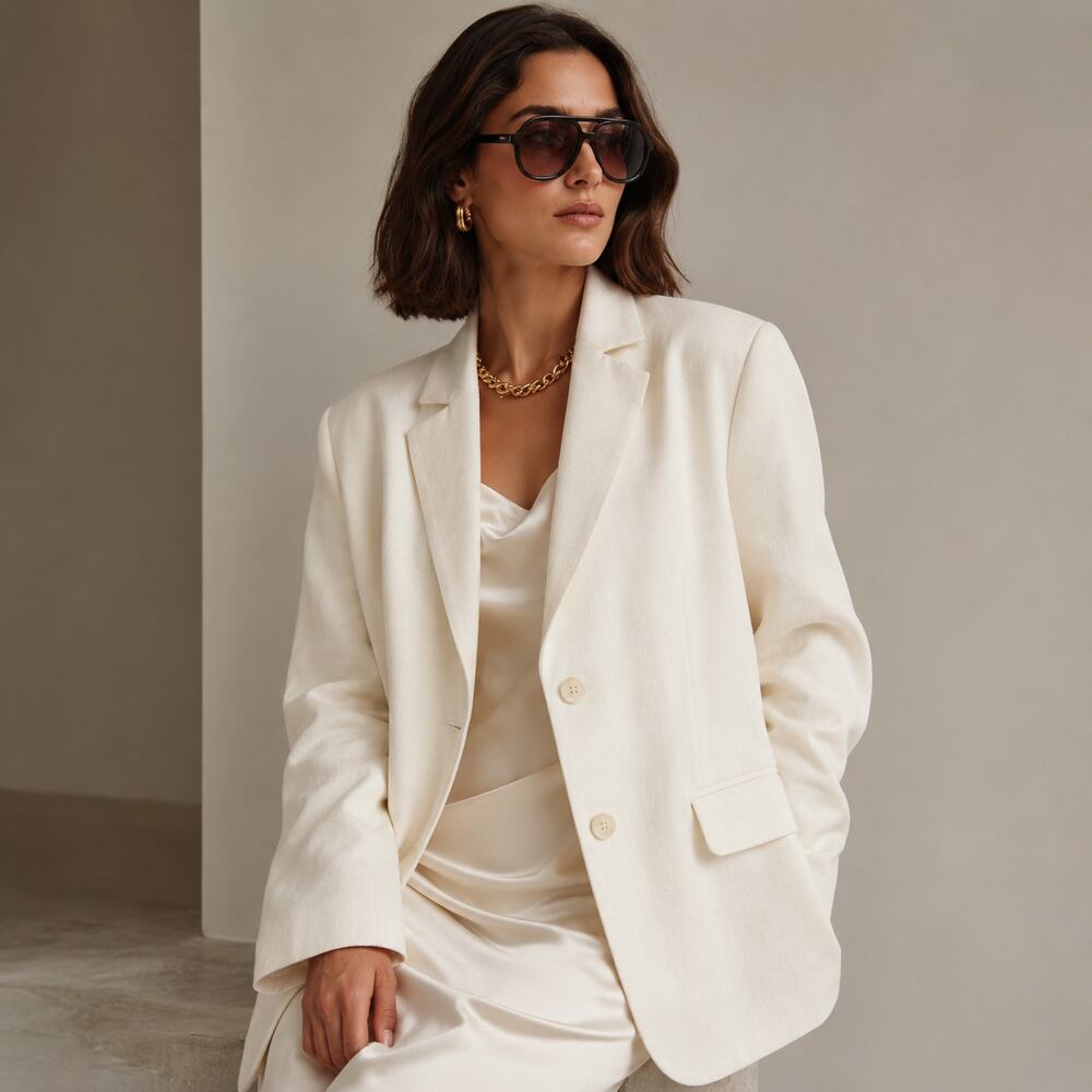 Holzweiler Oversized Blazer Small Freya Ecru Ivory Linen Viscose Made Lithuania